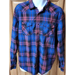 American Eagle Outfitters Men's Long Sleeve Plaid Button Down Shirt